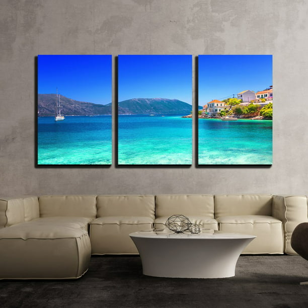 wall26 Tropical Blue Waters Framed by Palms 24x36 inches Canvas Art Home Decor 